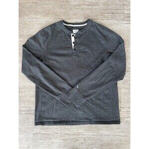 Rag & Bone Standard Issue Charcoal Henley Cotton Long Sleeve Shirt Men's XL
